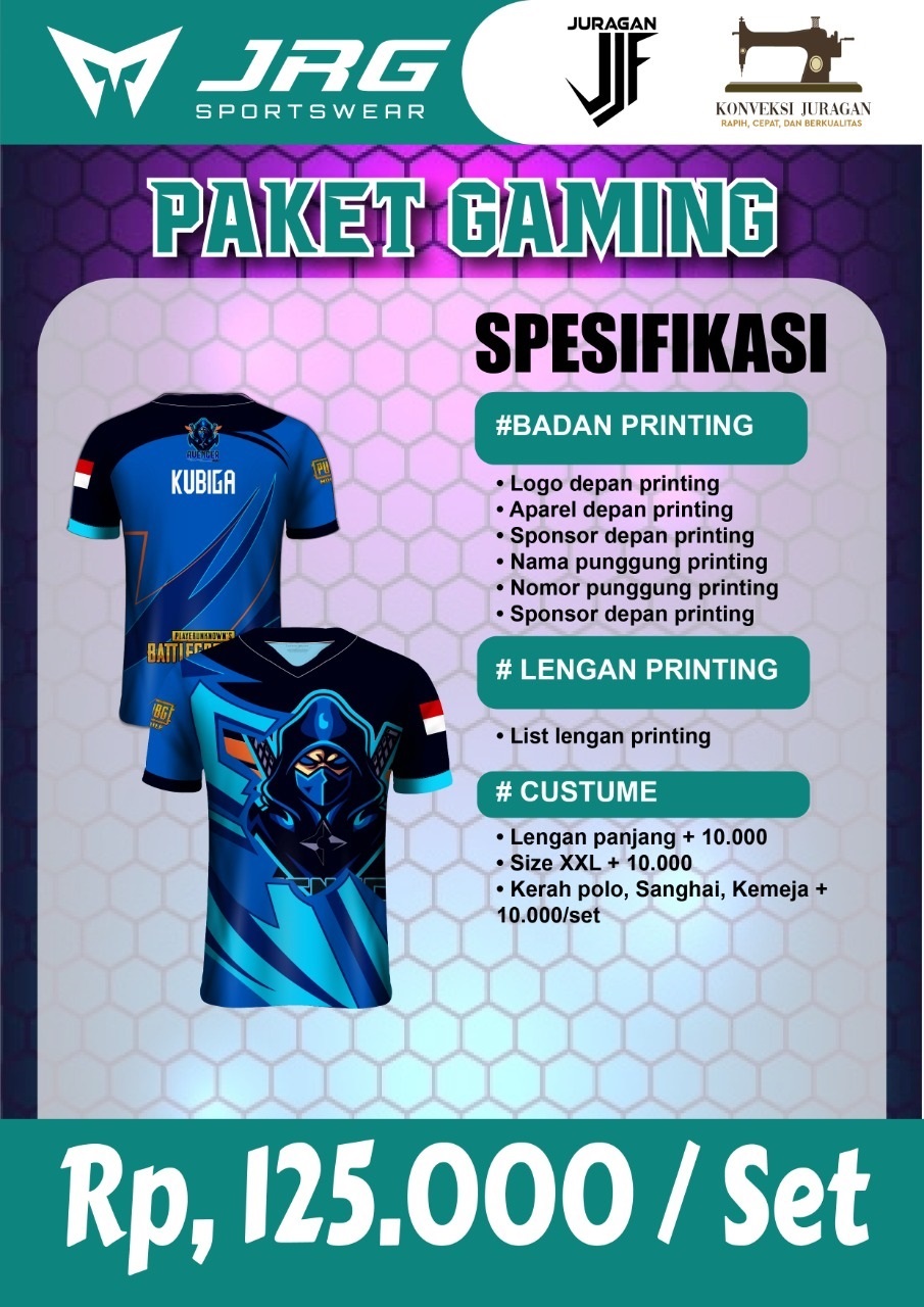 Jersey gaming custom printing sublim