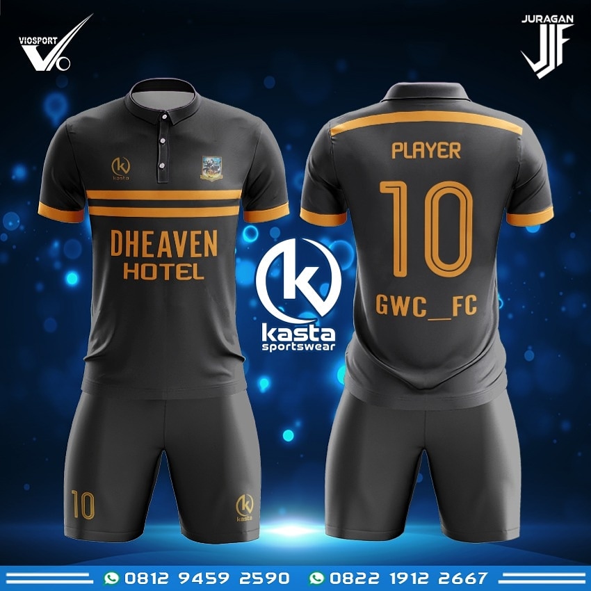 Jersey non printing abu gelap kerah sanghai Dheaven Hotel GWC FC