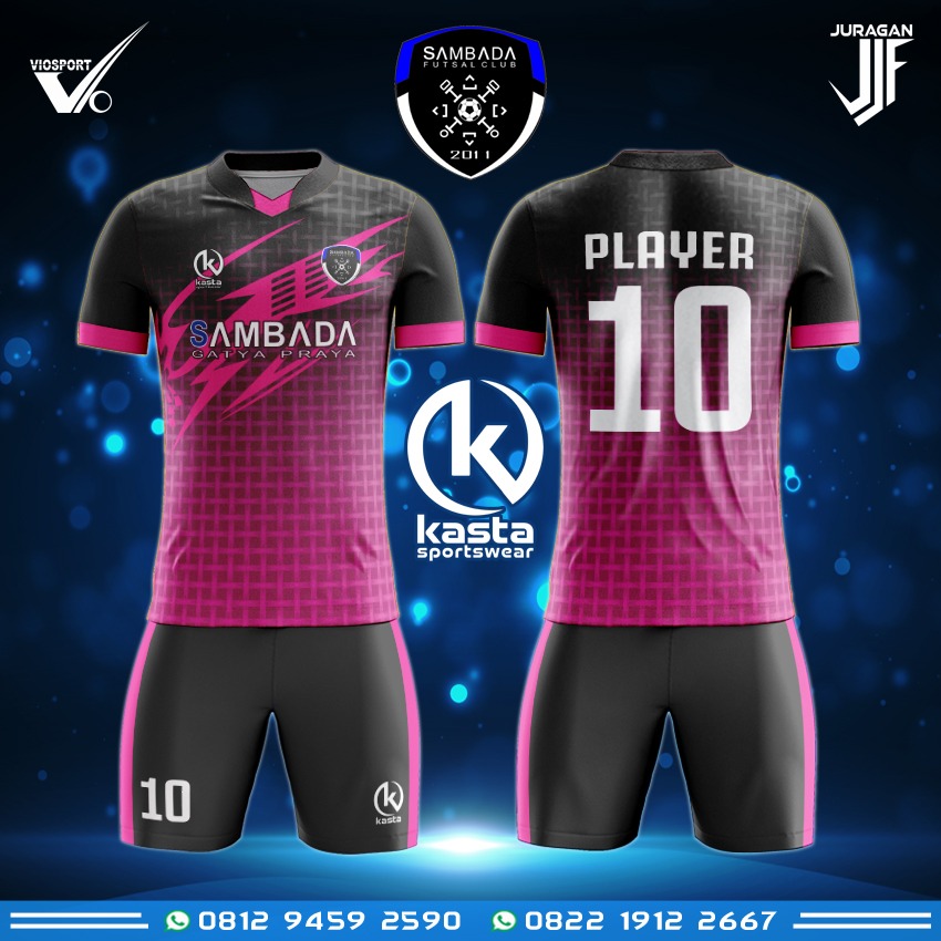Jersey futsal printing sublim pink hitam Sambada Futsal Club