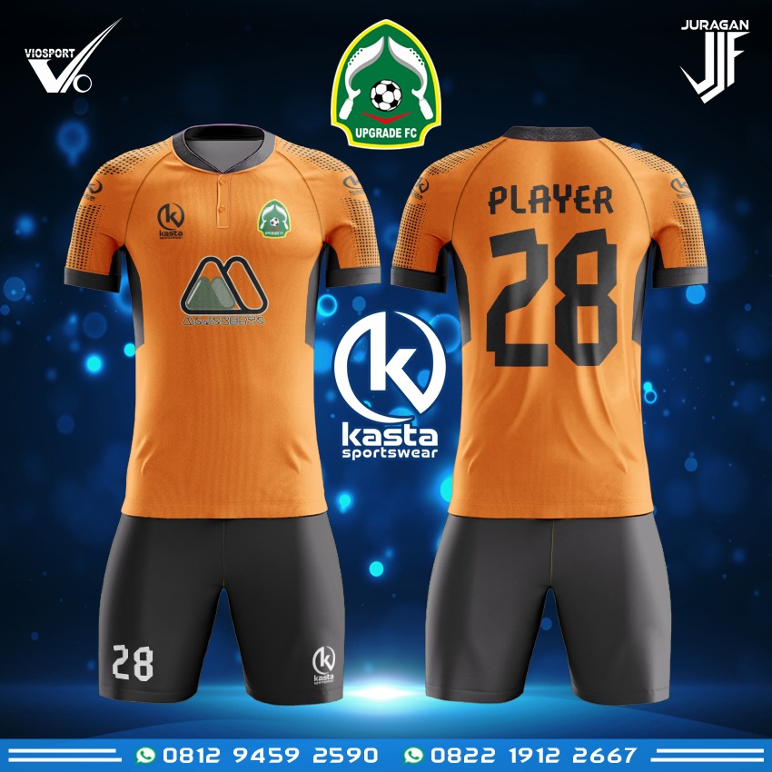 Jersey futsal printing sublim oranye hitam Upgrade FC