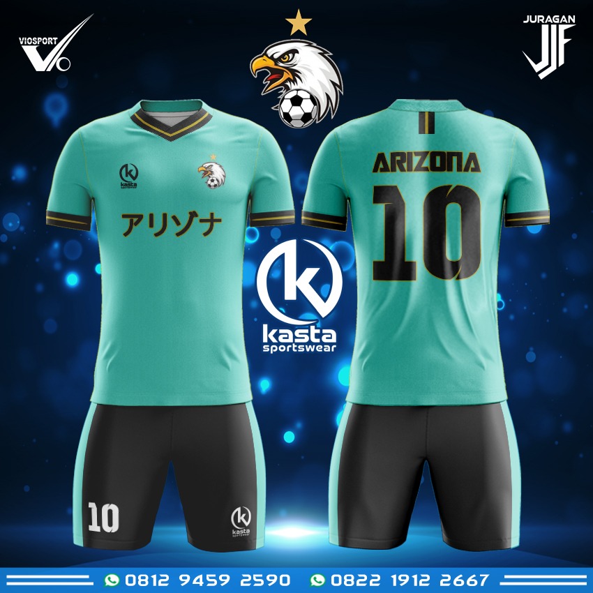 Jersey futsal printing sublim tosca hitam Arizona bertema Jepang